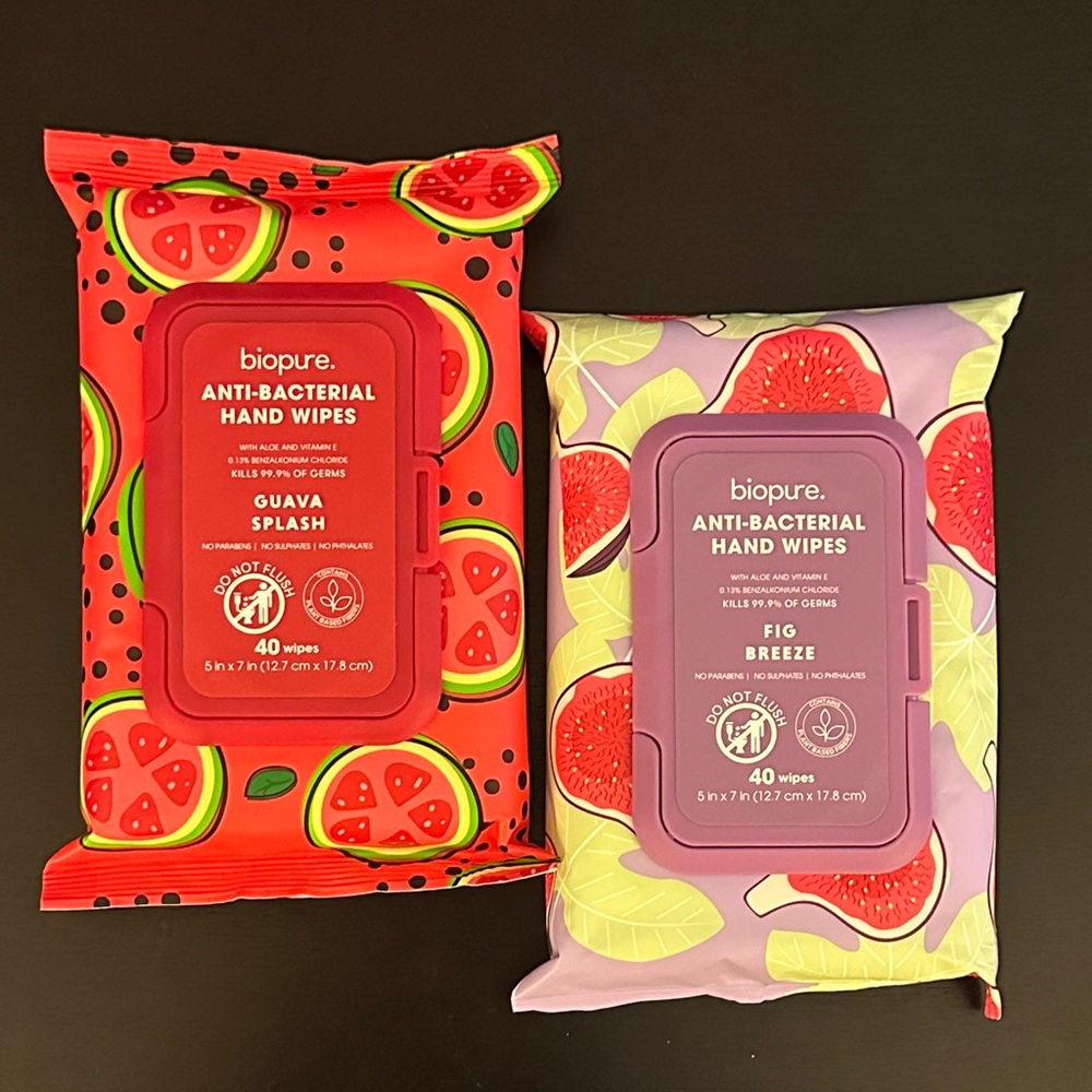 Biopure Anti-Bacterial Hand Wipes - Guava Splash & Fig Breeze set